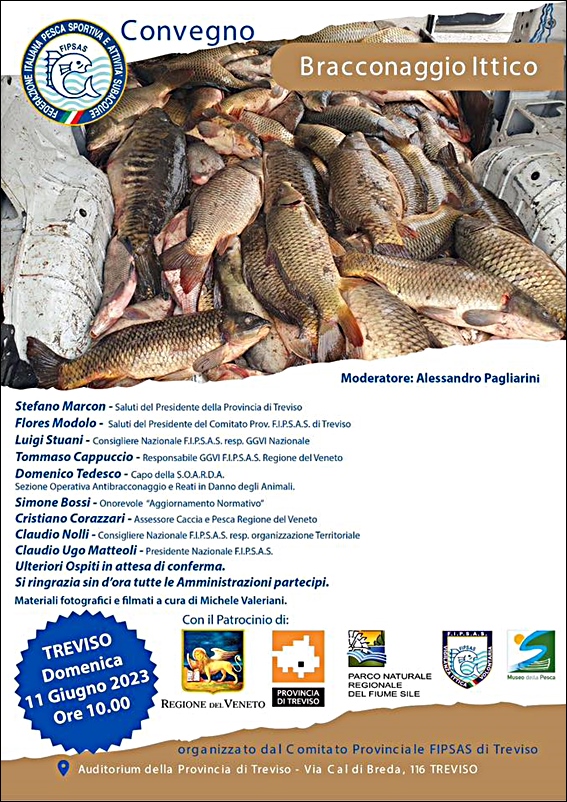 Convegno bracconaggio ittico a Treviso, domenica 11 Giugno 2023